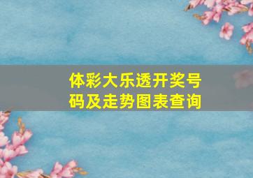 体彩大乐透开奖号码及走势图表查询