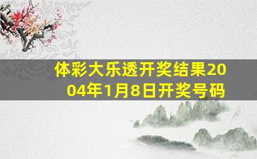 体彩大乐透开奖结果2004年1月8日开奖号码