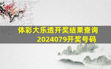 体彩大乐透开奖结果查询2024079开奖号码