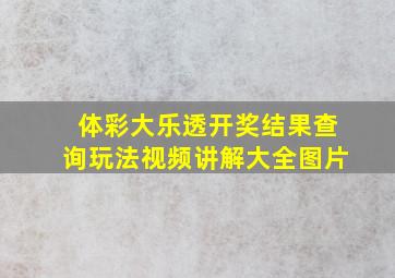 体彩大乐透开奖结果查询玩法视频讲解大全图片