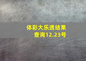 体彩大乐透结果查询12.23号