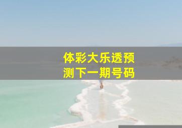 体彩大乐透预测下一期号码