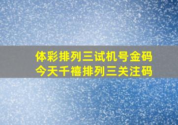 体彩排列三试机号金码今天千禧排列三关注码