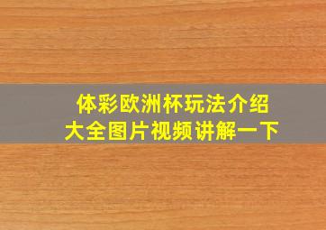 体彩欧洲杯玩法介绍大全图片视频讲解一下