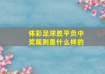 体彩足球胜平负中奖规则是什么样的