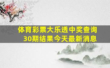 体育彩票大乐透中奖查询30期结果今天最新消息