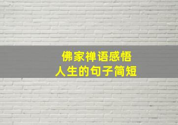 佛家禅语感悟人生的句子简短