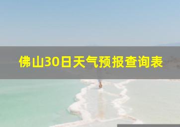 佛山30日天气预报查询表