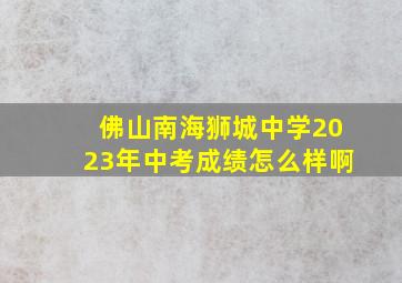 佛山南海狮城中学2023年中考成绩怎么样啊