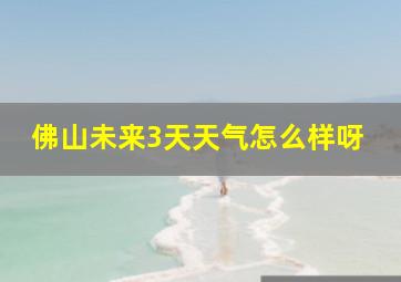 佛山未来3天天气怎么样呀