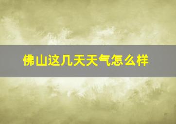 佛山这几天天气怎么样