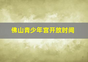 佛山青少年宫开放时间