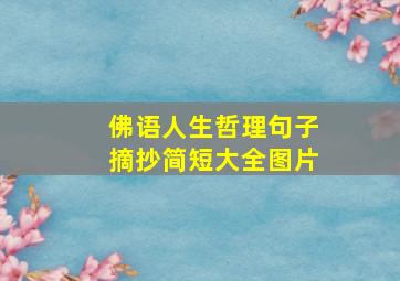 佛语人生哲理句子摘抄简短大全图片