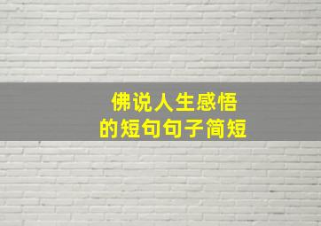 佛说人生感悟的短句句子简短