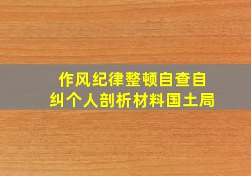 作风纪律整顿自查自纠个人剖析材料国土局