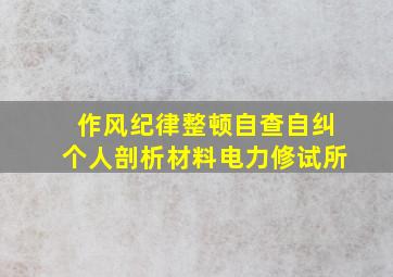 作风纪律整顿自查自纠个人剖析材料电力修试所