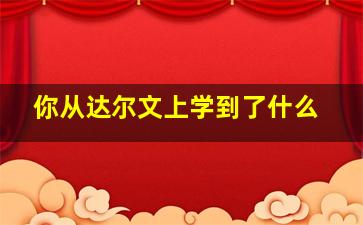 你从达尔文上学到了什么