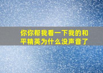 你你帮我看一下我的和平精英为什么没声音了