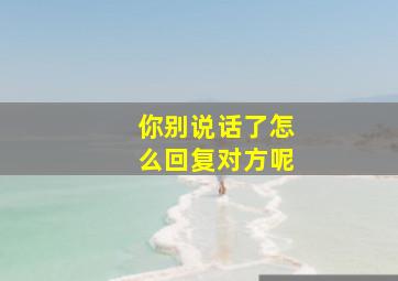 你别说话了怎么回复对方呢