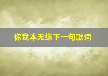 你我本无缘下一句歌词