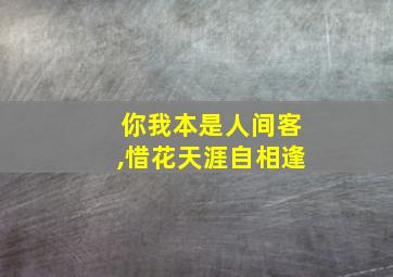 你我本是人间客,惜花天涯自相逢