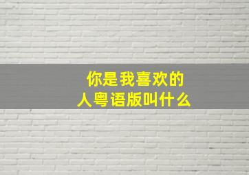 你是我喜欢的人粤语版叫什么