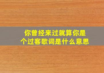 你曾经来过就算你是个过客歌词是什么意思