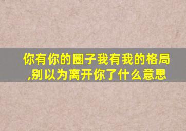 你有你的圈子我有我的格局,别以为离开你了什么意思