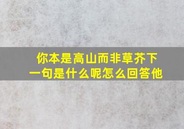 你本是高山而非草芥下一句是什么呢怎么回答他