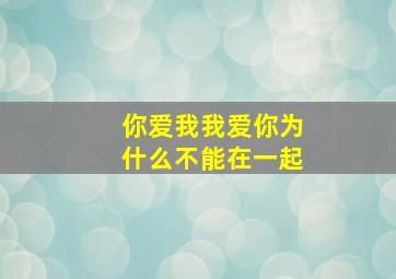 你爱我我爱你为什么不能在一起