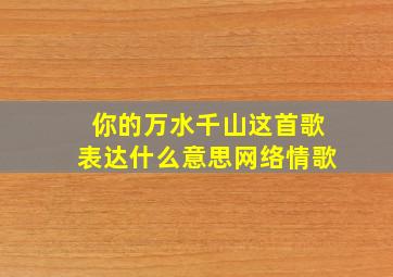 你的万水千山这首歌表达什么意思网络情歌