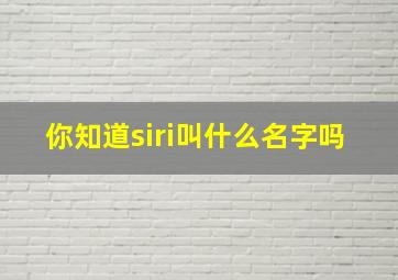 你知道siri叫什么名字吗