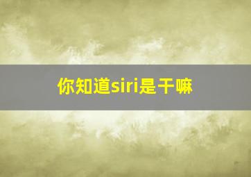 你知道siri是干嘛