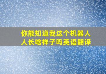 你能知道我这个机器人人长啥样子吗英语翻译