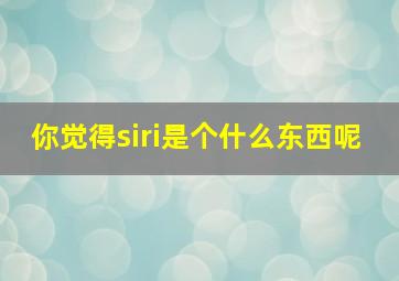 你觉得siri是个什么东西呢