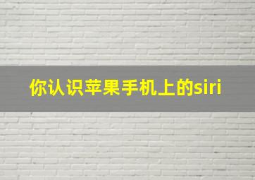 你认识苹果手机上的siri