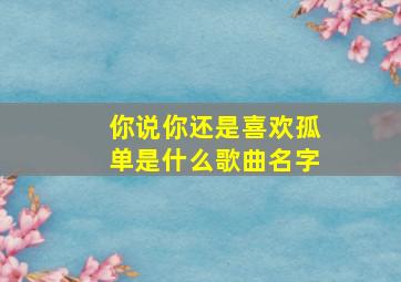 你说你还是喜欢孤单是什么歌曲名字