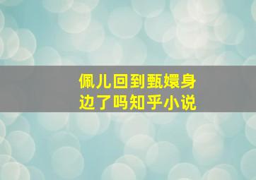 佩儿回到甄嬛身边了吗知乎小说