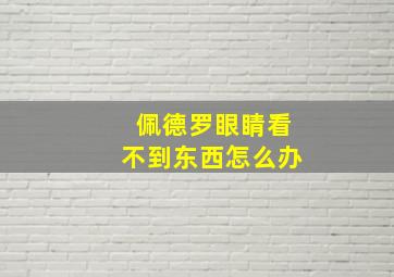 佩德罗眼睛看不到东西怎么办