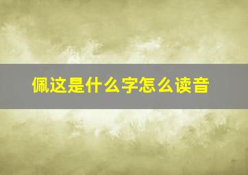 佩这是什么字怎么读音