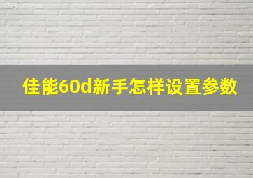 佳能60d新手怎样设置参数