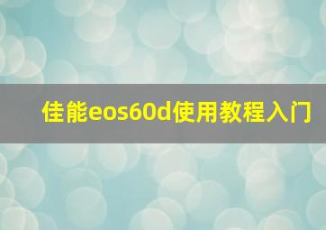 佳能eos60d使用教程入门