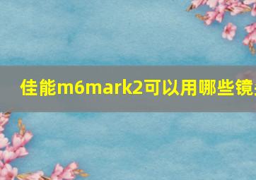 佳能m6mark2可以用哪些镜头