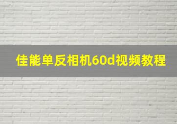 佳能单反相机60d视频教程