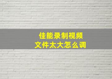 佳能录制视频文件太大怎么调