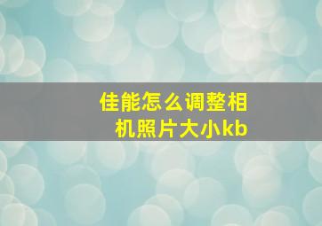 佳能怎么调整相机照片大小kb