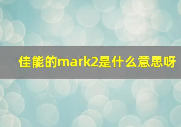 佳能的mark2是什么意思呀