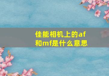 佳能相机上的af和mf是什么意思