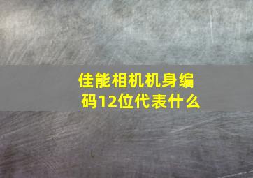 佳能相机机身编码12位代表什么