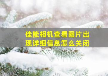 佳能相机查看图片出现详细信息怎么关闭